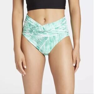 NEW CALIA High Rise Twist Front Bikini Bottom 2X Green